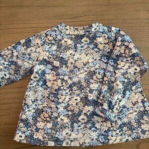 Fleurisse Blue Ruffle Mini Floral Twill Tunic 12/18 Mo